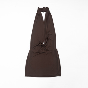 Viviblook C26DS009 Robe d'été pour femmes, nouvelle robe de soirée sexy à dos nu, sans manches, couleur unie, mini robe décontractée - Product Image 6