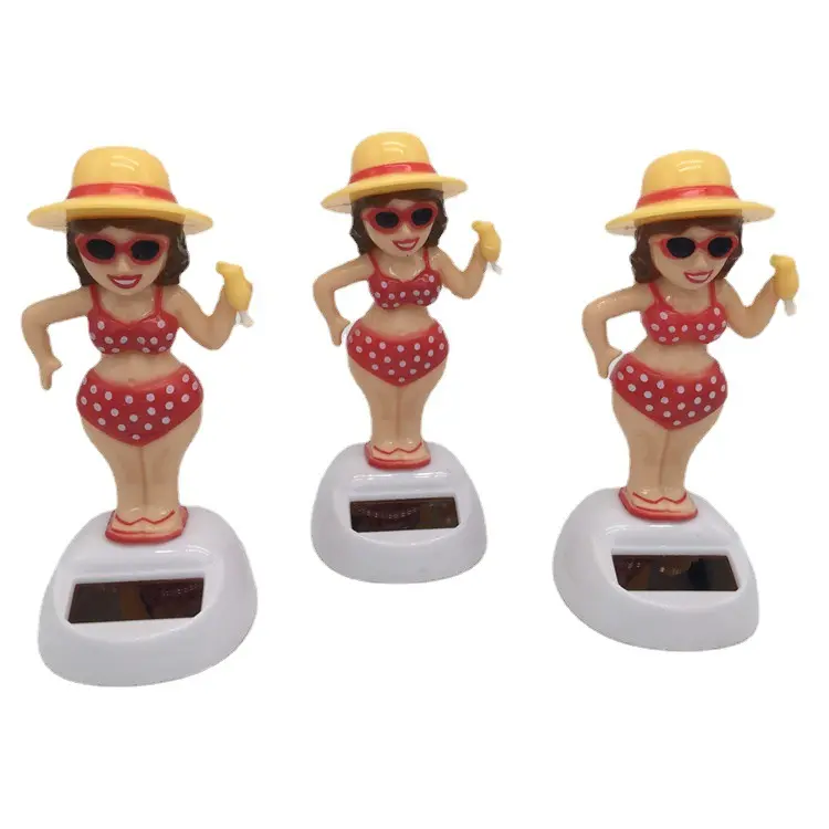 Solar Energy Shake Head Doll Car Decoration Office Desk Supplies ornament Creative Girl Bikini Beach Swinging Doll