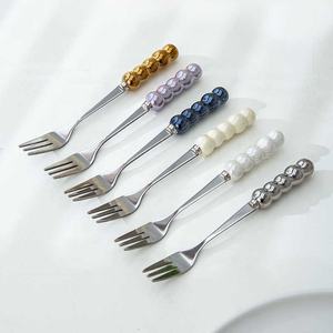 2-teiliges Besteckset mit Keramikgriff, Goldbesteck im Luxus-Stil, Marmor-Keramikgriff, Weißes Besteck - Product Image 6