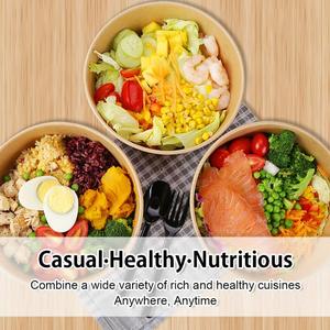 Bol à soupe en papier kraft de qualité alimentaire jetable personnalisé par le fabricant, bol à salade en papier kraft avec couvercle pour l'emballage alimentaire - Product Image 5