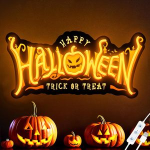 Dimmable Halloween Enseigne Au Néon pour Trick Treat Décoration Murale pour Home Bar Magasins <span class=keywords><strong>De</strong></span> Café Fenêtre <span class=keywords><strong>Porte</strong></span> D'entrée Électronique LED Enseigne Au Néon - Product Image 2