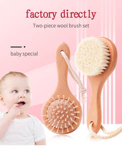 <span class=keywords><strong>Kit</strong></span> DE ASEO ecológico para recién nacidos, cepillo para el pelo infantil, cerdas suaves de pelo de cabra, cepillo de madera para bebé, juego de peine, suministros para el cuidado infantil - Product Image 2