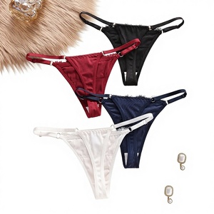 String sexy respirant à nœud papillon et dentelle, taille basse, avec ceinture fine réglable pour femme - Product Image 2