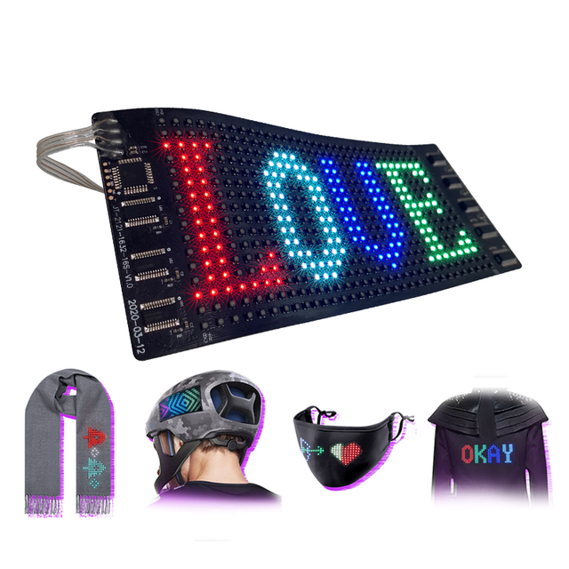 LED Paper-Thin Flexible Matrix Panel for Wearable Sign DIY Rechargeable Battery LED Screen Creative Design Flexible LED Screen