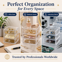 Boîte de rangement à 3 tiroirs en acrylique transparent avec logo personnalisé, organiseur de bureau, présentoir pour cosmétiques et bijoux