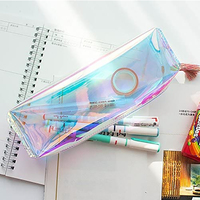 Mode écologique laser transparent en plastique PVC crayon stylo étui