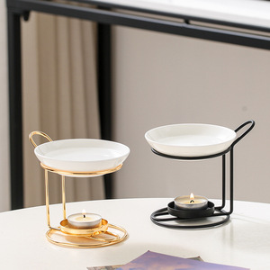 <span class=keywords><strong>Lampe</strong></span> à cire <span class=keywords><strong>chauffante</strong></span> non électrique en fer forgé noir pour huiles essentielles d'aromathérapie - Product Image 3