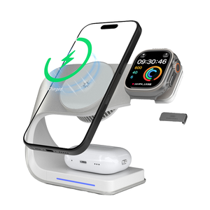 Trending 2025 New Arrivals 15W Output <strong>TEC</strong> Aluminum Alloy 3 in 1 Wireless Charger Stand with Magnetic Fan Cooling LED Indicator - Product Image 1