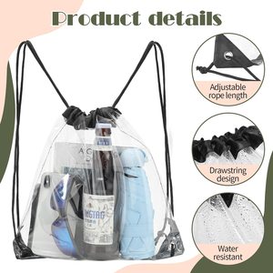 New Style Custom Logo <b>Waterproof</b> Dust Transparent Pvc Clear <b>Drawstring</b> Backpack <b>Bag</b> for Gym Travel Beach Storage - Product Image 5