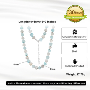 Collar Rinntin PSN11 con Cuentas de Perlas en Forma de Corazón Azul y Blanco, Collar Gargantilla con Dije de Plata de Ley 925 - Product Image 2