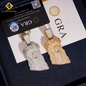 Charmes en moissanite glacés VVS, petits pendentifs religieux en forme de tête de Jésus, argent sterling 925 plaqué or, bijoux de mode hip-hop - Product Image 6