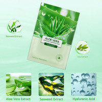Masque facial en feuille d'aloe vera personnalisé marque privée soin du visage hydratant revitalisant fabriqué à partir de coton à base de plantes