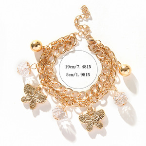 Fashion Charm <b>Bracelet</b> Zinc Alloy Butterfly <b>Crystal</b> Pendant Multi Layer Chain Gift Jewelry - Product Image 5