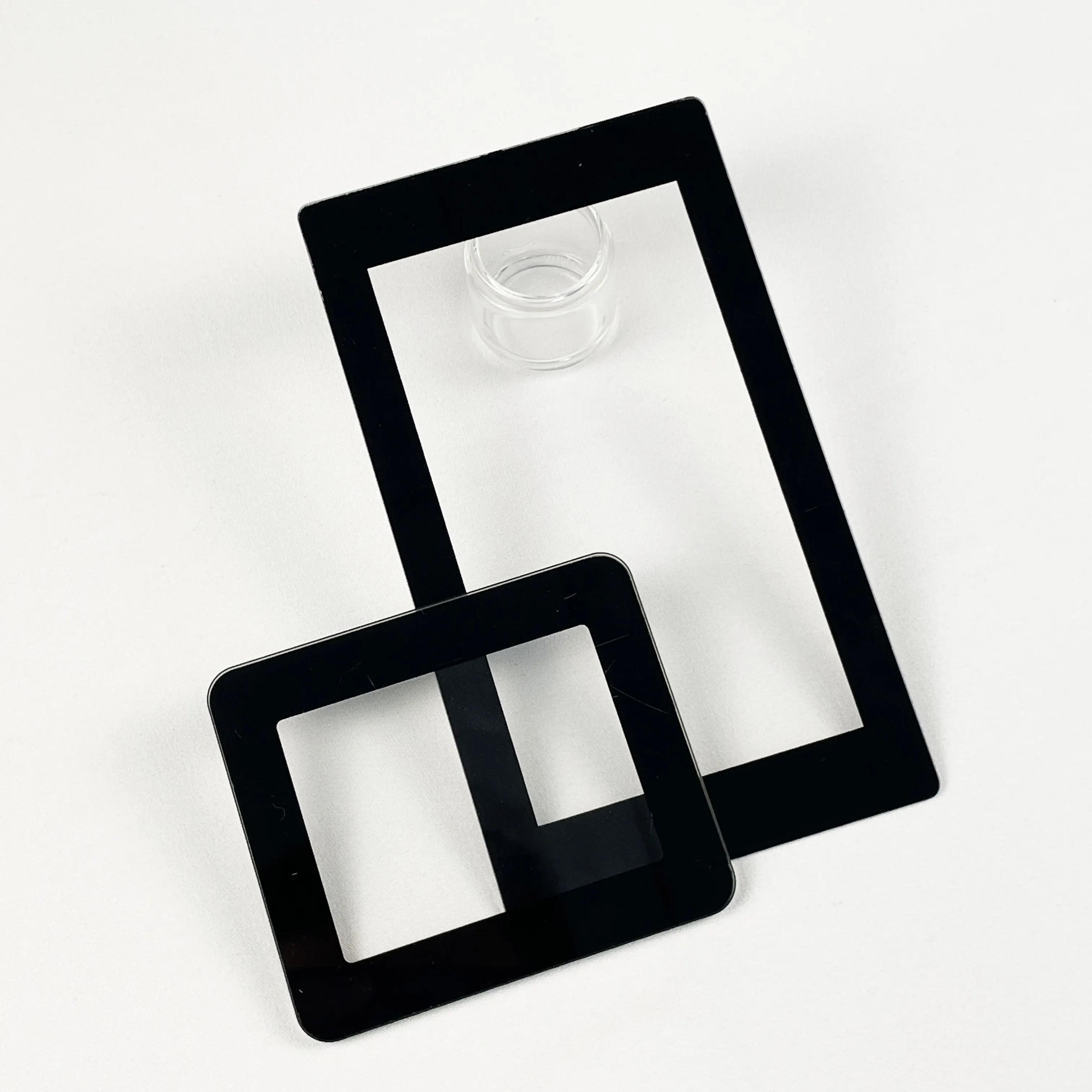 Kustom 2mm 3mm tampilan jendela Chamfered layar sutra hitam dicetak batas Panel kaca Tempered