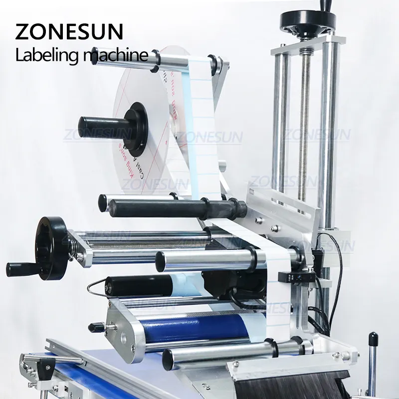 ZONESUN 플라스틱 파우치 가방 책 평면 병 자동 라벨 붙이는 기계 파우치 화장품 라벨러