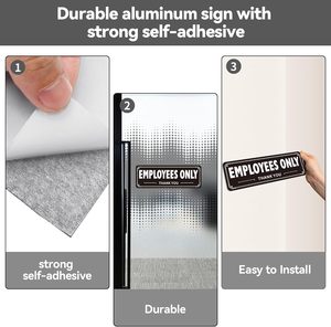 Panneaux de signalisation autocollants en aluminium robuste <span class=keywords><strong>pour</strong></span> accès réservé aux employés/personnel, résistants aux intempéries, <span class=keywords><strong>pour</strong></span> bureaux/entrepôts - Product Image 2