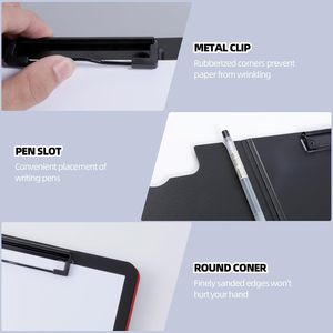 Portapapeles Plegable A4 con Clips Metálicos Dobles Horizontales y Verticales, Portapapeles Plegable de 360 Grados con Soporte para Bolígrafo - Product Image 3
