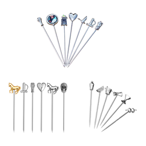 Bâtonnets de fruits en métal argentés et dorés réutilisables de différentes formes personnalisables pics à olives Martini pour l'Allemagne Victoria <span class=keywords><strong>Bitter</strong></span> Glen - Product Image 5