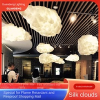 Lustre Nuage Créatif en Coton Blanc, Luminaire Ambiant Transparent pour Bar Commercial, Lustre Décoratif pour Maternelle