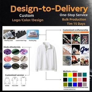 Nouveau style Sweat-shirt à demi-zip vierge personnalisable avec logo, pour homme, en coton épais 100%, col montant, manches raglan, streetwear, pull-over - Product Image 3