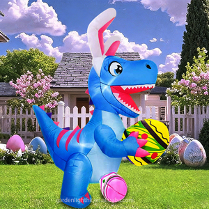 ของตกแต่งกลางแจ้งสำหรับเทศกาลอีสเตอร์ ไดโนเสาร์เป่าลมขนาด 6 ฟุต พร้อมไข่ในตัว มีไฟ LED ในตัว สำหรับตกแต่งสวนบ้านและงานปาร์ตี้ - Product Image 3