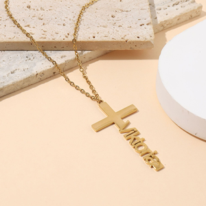 कस्टम गोल्ड प्लेटेड स्टेनलेस स्टील नाम पत्र पेंडर हार-व्यक्तिगत रचनात्मक क्रॉस डिय यूनिसेक्स उपहार - Product Image 6