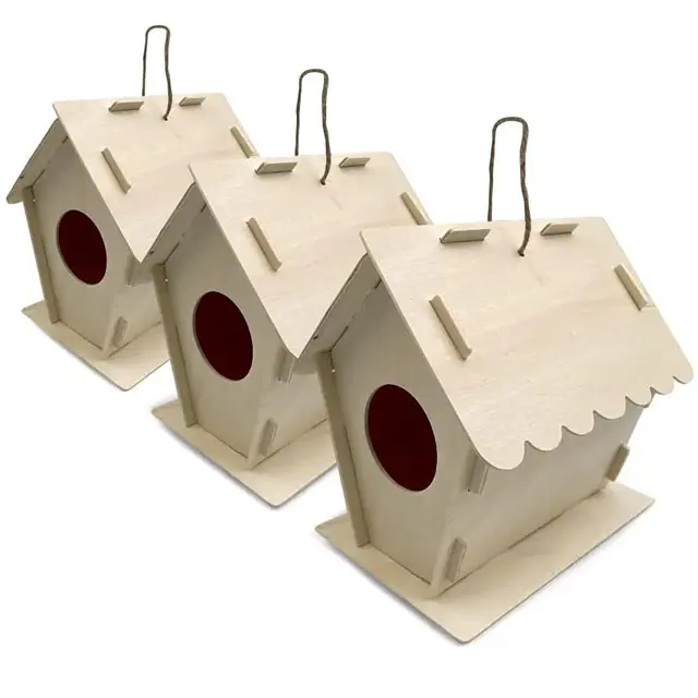 Kit de casa para pájaros de 10 piezas, casa para pájaros de madera sin terminar, casa para pájaros pintada