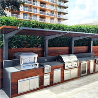 Set Perlengkapan Panggangan BBQ Gas Arang Stainless Steel Modern Custom dengan Engsel Pintu dan Keran Warna Natural untuk Kabinet Dapur Modular Luar Ruangan