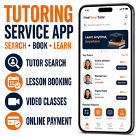 Service de tutorat professionnel, développement d'applications de marché de tutorat pour iOS et Android avec recherche de professeurs et réservation de cours LionCreate