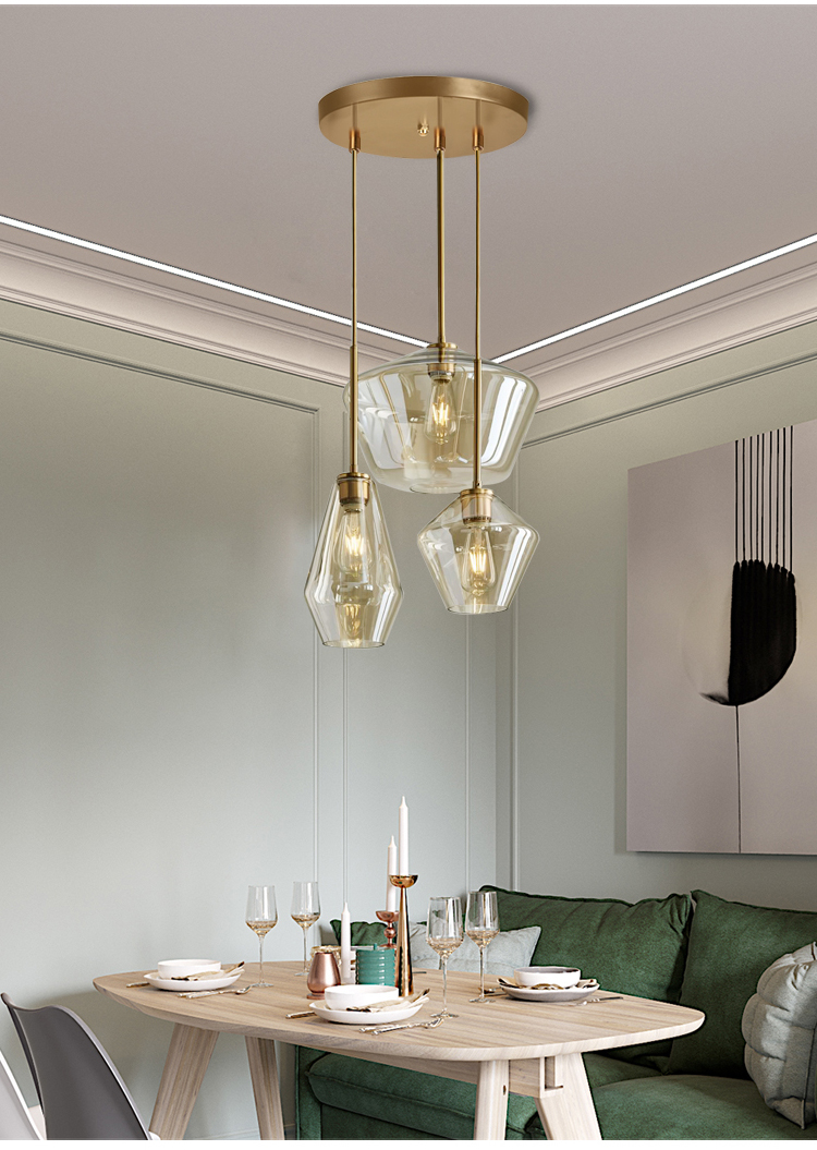 Indoor modern hotel  Gold Suspension Glass Led luxury pendant lamp holder E27 pendant nordic lamp hanging light