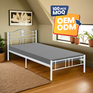 Marco de cama de metal de hierro individual, diseño moderno y elegante, ahorro de espacio y acero fuerte, no plegable para estudiantes, dormitorio, hostal, 2 unidades - Product Image 1