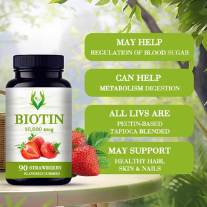 Gomitas de biotina OEM ODM con sabor a fresa, suplemento dietético para la salud digestiva y para mejorar la energía en adultos. - Product Image 6