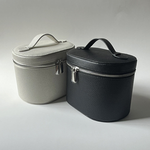 Lychee PU Leather Makeup Bag Barrel Toiletry Organizer Waterproof Cosmetic Case Travel Kit Luxury <strong>Vanity</strong> <strong>Box</strong> Holder Pouch - Product Image 4