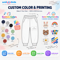 Smiledotkids Pantalon de jogging personnalisé pour enfants, gris, avec nœud, dentelle, bouton et cordon de serrage, poignets côtelés doux, OEM ODM, pour petites filles, vente en gros, nouveauté