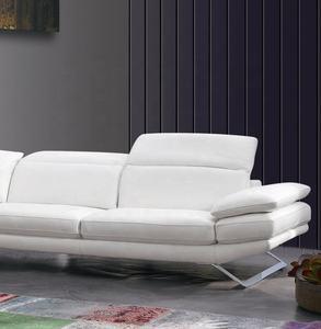 الحديثة جلد الأريكة مسند الرأس قابل للتعديل غرفة المعيشة على شكل l الزاوية أريكة أثاث عصري مع معدني ساق فولاذ لا يصدأ - Product Image 2