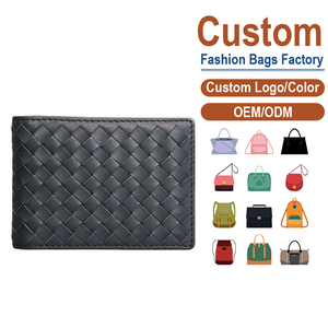 Sleek Woven Leather Business Card & ID <b>Wallet</b> <b>RFID</b> <b>Blocking</b> Hand-Braided Texture Multi-Slot Design for Urban Professionals - Product Image 2