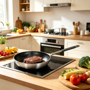 Poêle antiadhésive en céramique et <span class=keywords><strong>aluminium</strong></span> avec poignée en acier inoxydable, compatible induction, qualité professionnelle pour restaurant, <span class=keywords><strong>sans</strong></span> <span class=keywords><strong>PFOA</strong></span>, facile à nettoyer - Product Image 2