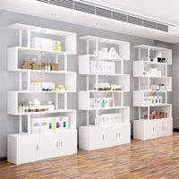 Meuble de présentation en cuir avec miroir, étagère de rangement multi-niveaux pour salon de coiffure, salon de manucure, salon, supermarché