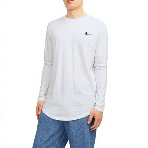 <b>Men's</b> Long Sleeve O-Neck Solid Color Cotton Bamboo Fiber Breathable Quick Dry <b>T</b>-<b>Shirt</b> Front Logo Casual Style White - Product Image 1