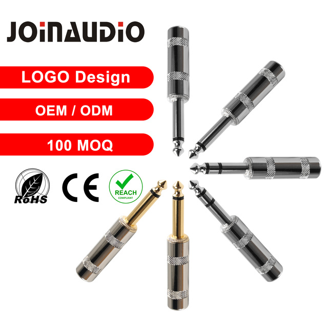 CE Low Interference 1/4 Inch Audio Plug 6.35mm Gold Nickel Plated Mono Stereo Guitar Jack Connector for Esp Guitar Patch Cable