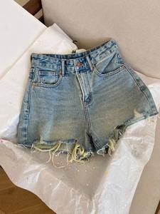 กางเกงขาสั้นเอวสูงสไตล์อเมริกันสำหรับเด็กผู้หญิงกางเกงขาสั้นแบบพิเศษแนวคาวบอยสะโพกเซ็กซี่ใหม่สำหรับฤดูร้อนของ2025 - Product Image 4