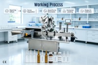 Automatique Vertical  à  Machine d'étiquetage horizontale pour flacons cylindriques petits et instables, équipement d'application d'étiquettes sur ampoules
