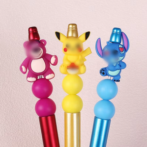 Bolígrafos de Diseño de Lujo con Cuentas Decorativas 3D de Dibujos Animados, <span class=keywords><strong>Pika</strong></span> Chu, Fresa, Oso, Silicona de Grado Alimenticio, Ecológica, Suave - Product Image 1