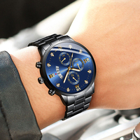 Reloj Fngeen 5080 para Hombre, Movimiento de Cuarzo, Correa de Acero Inoxidable, Resistente al Agua, Calendario, Reloj de Pulsera Casual de Negocios de Lujo