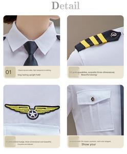 Seragam Pilot Profesional Kemeja Lengan Panjang Pria Wanita <span class=keywords><strong>2</strong></span> Potong Setelan Seragam Kerja Penerbangan Maskapai Layanan Kustomisasi Grosir - Product Image 3