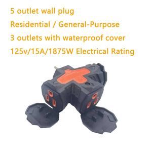 15A Номинальный ток, тройное промышленное применение, сверхмощная настенная розетка из ПВХ, удлинитель мощности с 3 заземлителями, пылезащитный чехол - Product Image 2