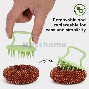 Non-Scratch Imitative Stainless Steel Scrubber <b>PET</b> Palm Scrub Kitchen Cleaning <b>Brush</b> Plastic Pot Dish <b>Brush</b> - Product Image 3