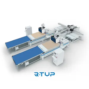 Outil d'impression d'étiquettes automatique, changement de broche, ligne de Production de découpe CNC deux lignes, routeur CNC R-TUP