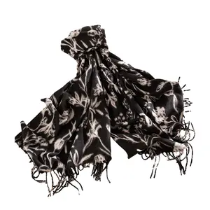 2024秋/冬女性の暖かさと厚みのあるカシミアメッシュレッドネックのための新しい韓国の甘い女の子スタイルのプリントスカーフ