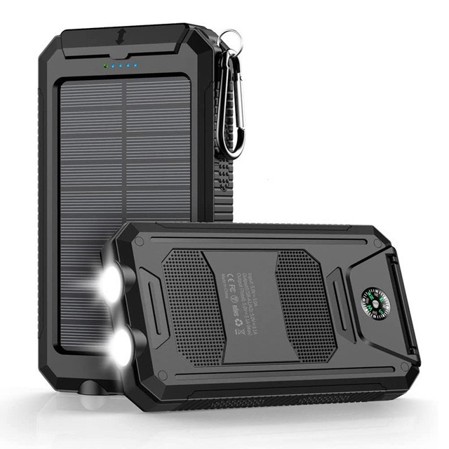 Solar Power Bank 10000mAh 10W Plastic Portable Power Supply Private Mold Model F5 Wholesale